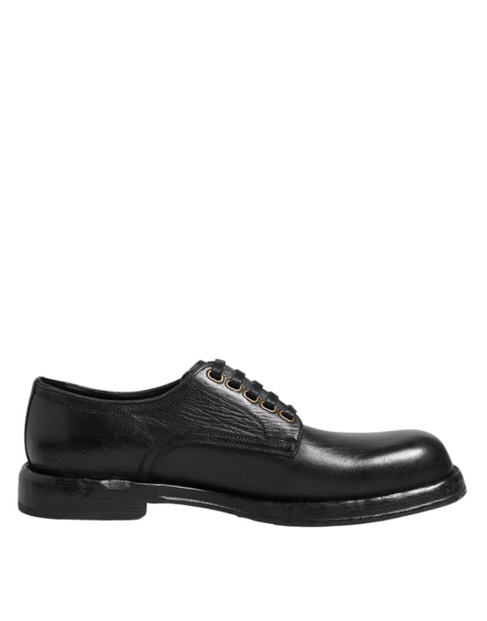 Dolce & Gabbana Schwarze Leder Schnürschuhe Derby Formelle Schuhe
