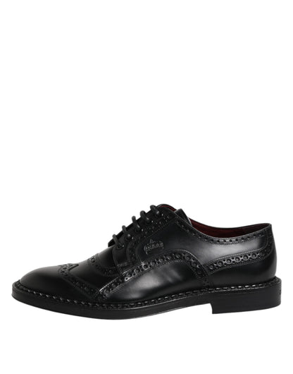 Dolce & Gabbana Schwarze Leder Schnürschuhe Männer Derby Formelle Schuhe