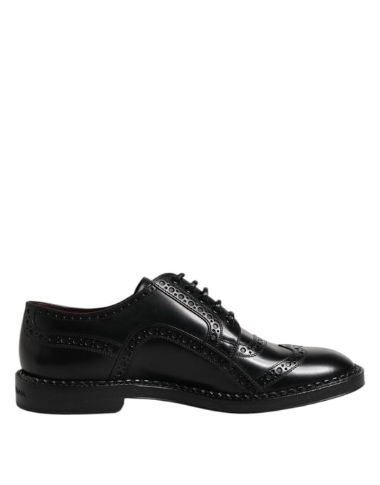 Dolce & Gabbana Schwarze Leder Schnürschuhe Männer Derby Formelle Schuhe