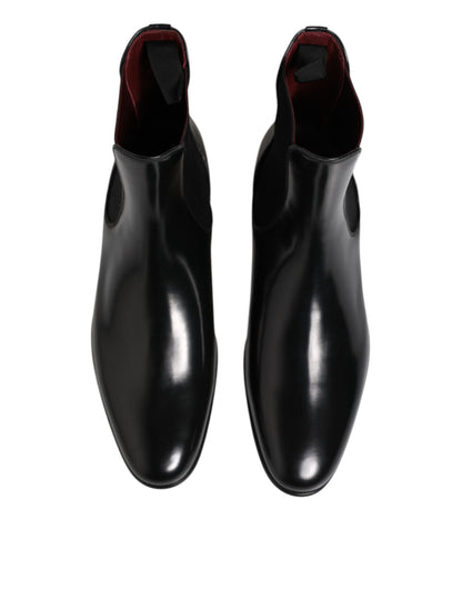 Dolce & Gabbana Schwarz Chelsea Slip On Mid Calf Stiefel Schuhe
