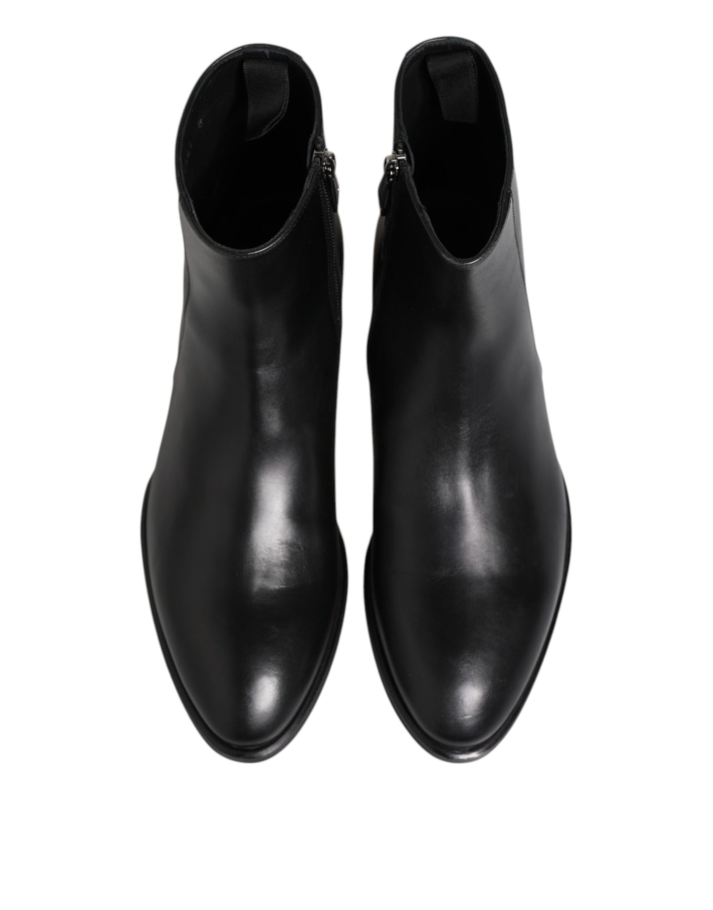 Dolce & Gabbana Schwarz Leder Mid Calf Männer Stiefel Schuhe