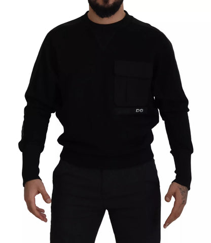 Dolce & Gabbana Schwarzes Baumwoll-Sweatshirt mit Rundhalsausschnitt Pullover