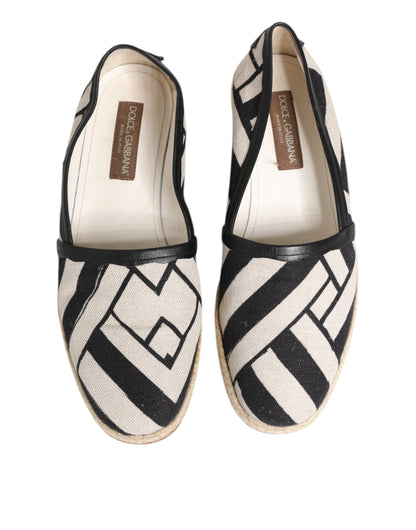 Dolce & Gabbana Schwarz Weiß Streifen Flache Espadrille Schuhe