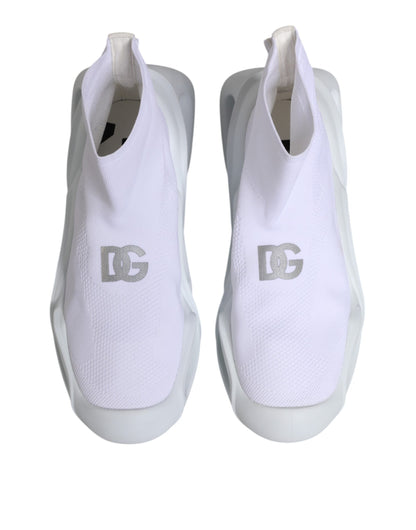 Dolce & Gabbana Weiß Silber Slip On Wave Socken Turnschuhe Schuhe