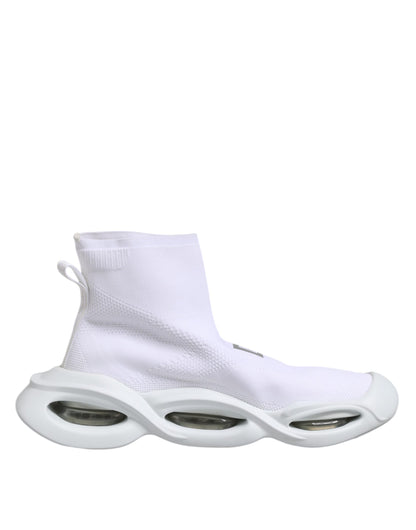 Dolce & Gabbana Weiß Silber Slip On Wave Socken Turnschuhe Schuhe