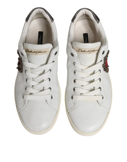 Dolce & Gabbana Weiß Silber Sacred Heart Männer Turnschuhe Schuhe