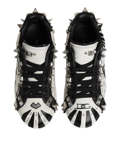 Dolce & Gabbana Schwarz Weiß Nieten Low Top Sneakers Schuhe