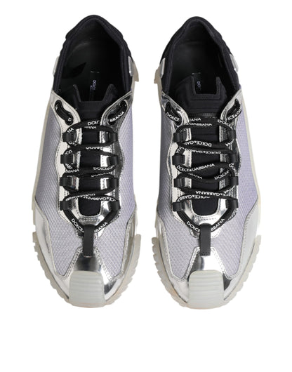 Dolce & Gabbana Silber Schwarz Nylon NS1 Low Top Turnschuhe Schuhe