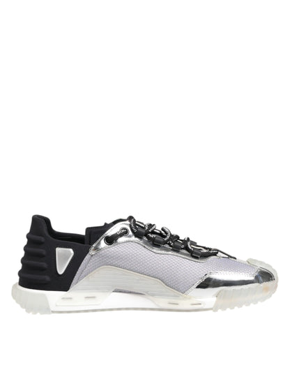 Dolce & Gabbana Silber Schwarz Nylon NS1 Low Top Turnschuhe Schuhe