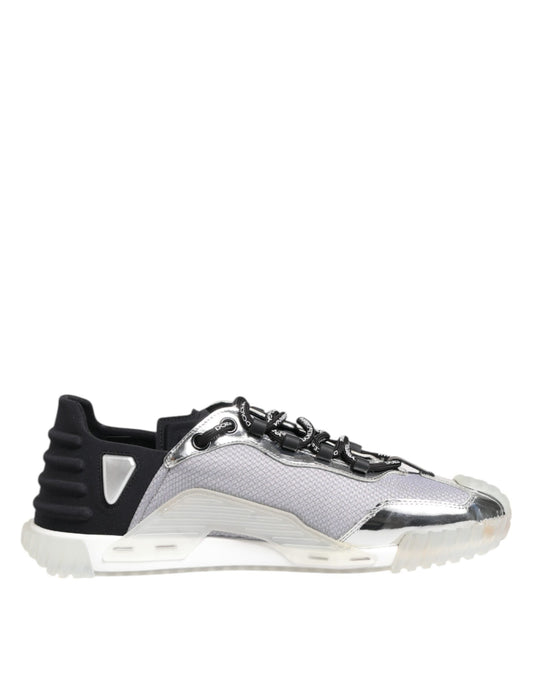 Dolce & Gabbana Silber Schwarz Nylon NS1 Low Top Turnschuhe Schuhe