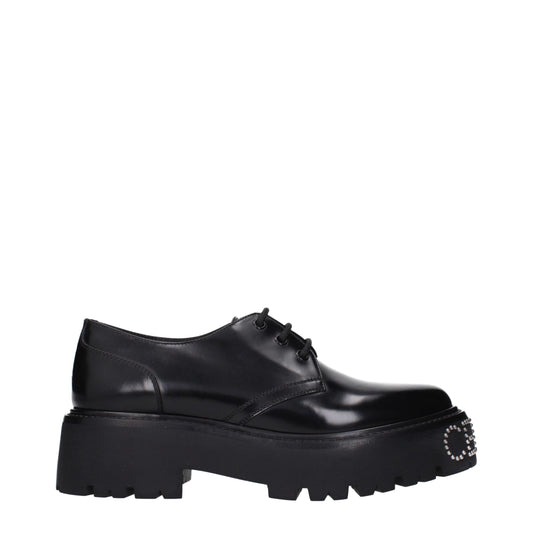 Celine Schwarze Leder Oxfords und Derbies