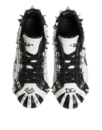 Dolce & Gabbana Schwarz Weiß Nieten Low Top Sneakers Schuhe