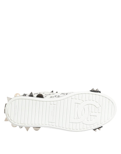 Dolce & Gabbana Schwarz Weiß Nieten Low Top Sneakers Schuhe