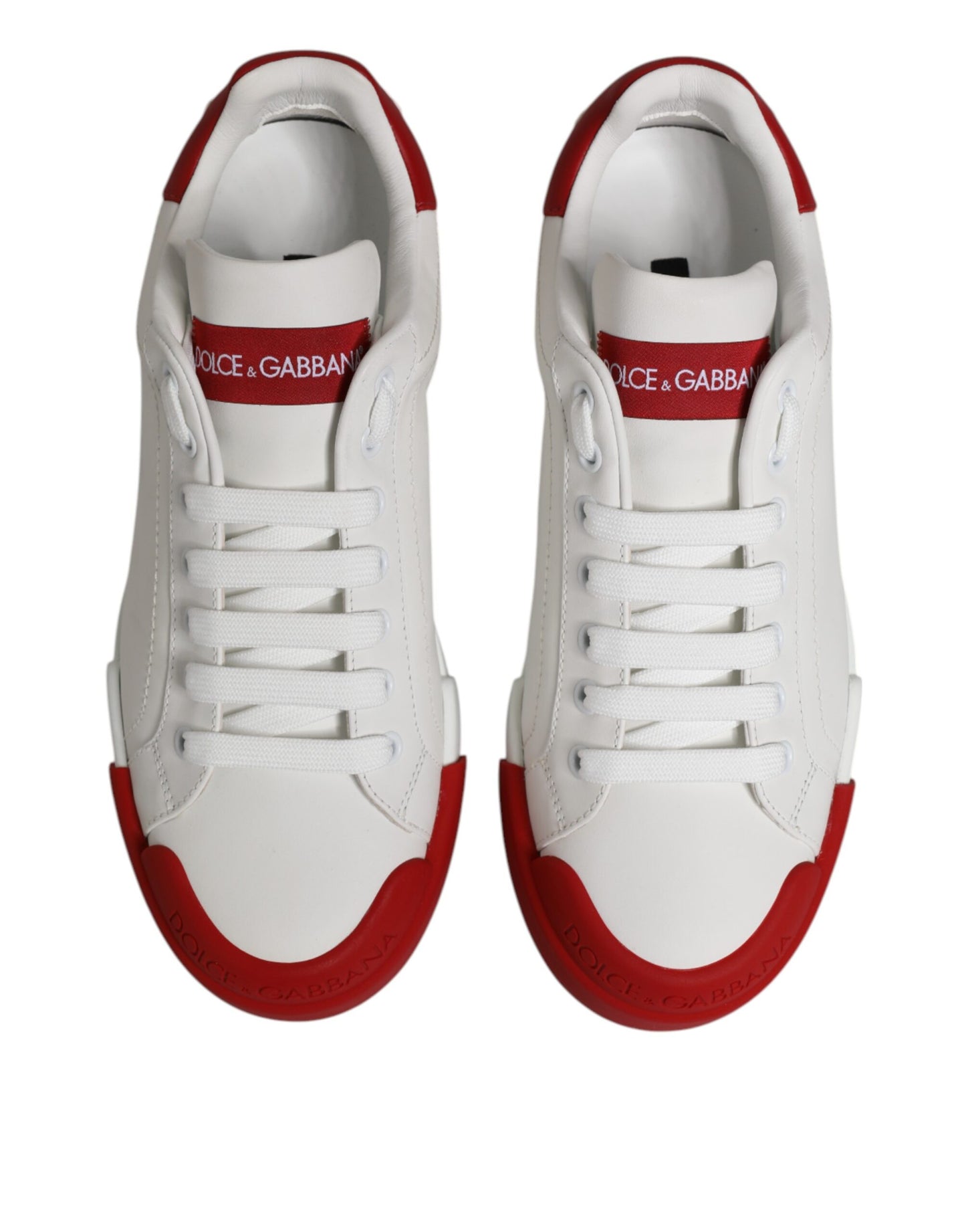 Dolce & Gabbana Weißes Leder DG Logo Low Top Sneakers Schuhe