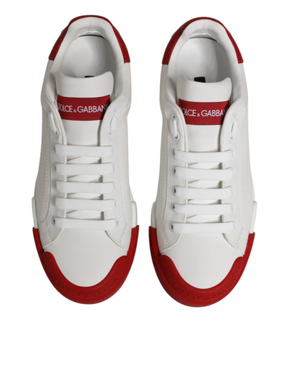 Dolce & Gabbana Weißes Leder DG Logo Low Top Sneakers Schuhe