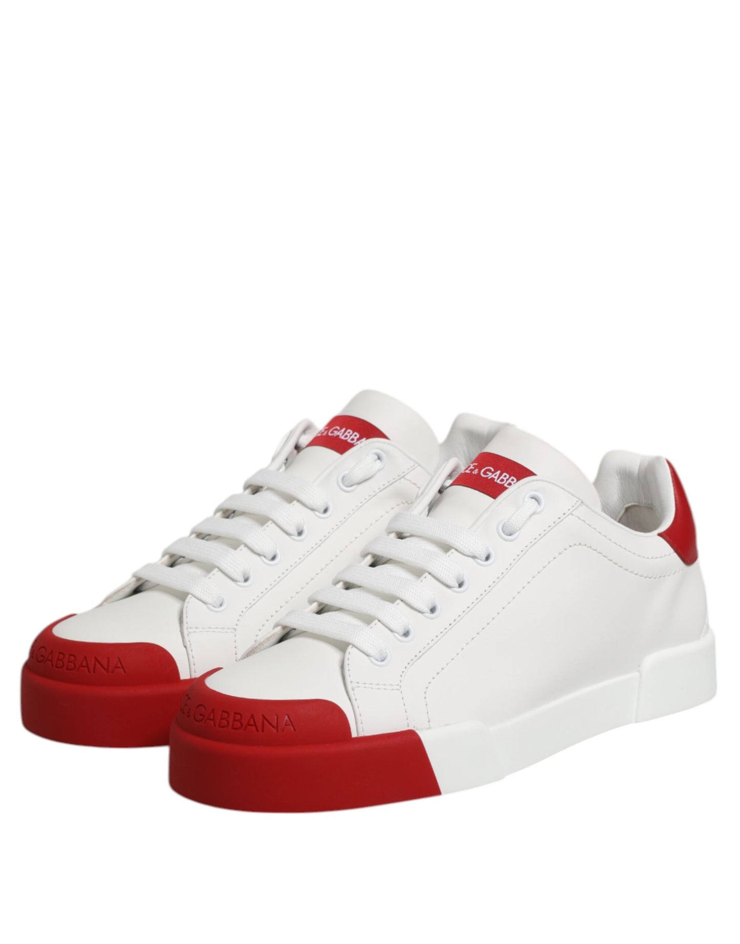Dolce & Gabbana Weißes Leder DG Logo Low Top Sneakers Schuhe