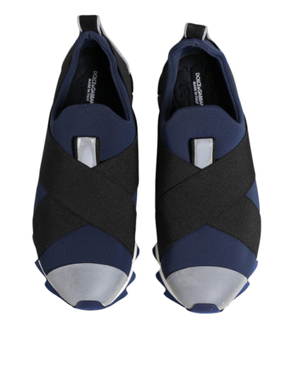 Dolce & Gabbana Blau Schwarz Slip On Low Top Männer Turnschuhe Schuhe