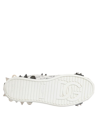 Dolce & Gabbana Schwarz Weiß Nieten Low Top Sneakers Schuhe
