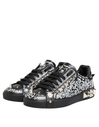 Dolce & Gabbana Schwarz Portofino Stud verschönert Turnschuhe Schuhe