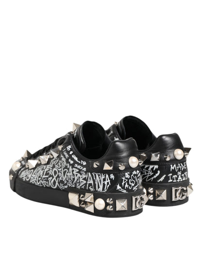 Dolce & Gabbana Schwarz Portofino Stud verschönert Turnschuhe Schuhe