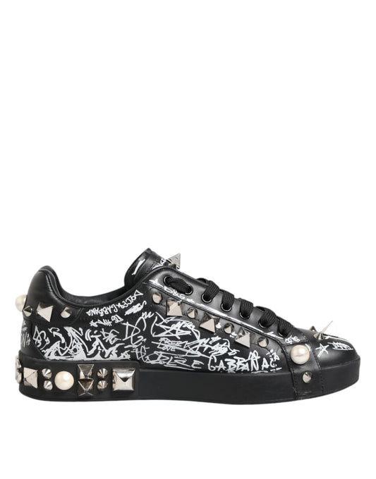 Dolce & Gabbana Schwarz Portofino Stud verschönert Turnschuhe Schuhe