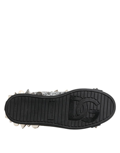 Dolce & Gabbana Schwarz Portofino Stud verschönert Turnschuhe Schuhe