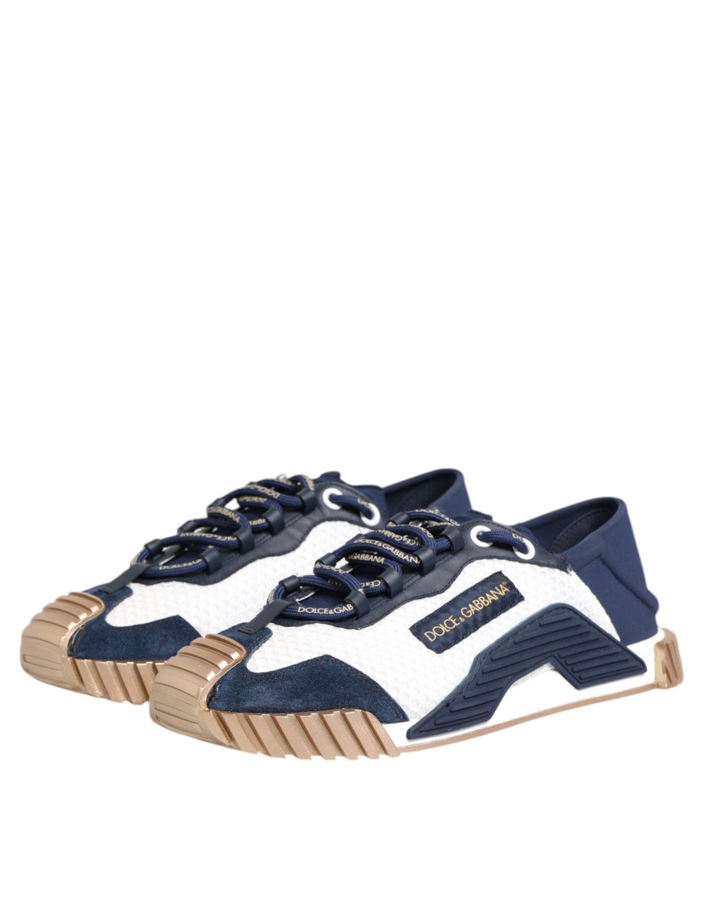 Dolce & Gabbana Blau Weiß Low Top NS1 Männer Turnschuhe Schuhe