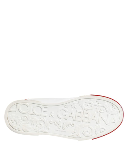 Dolce & Gabbana Weiß Rot Leder Lace Up Turnschuhe Schuhe
