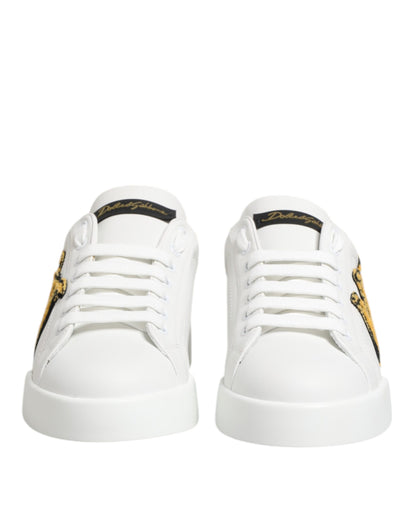 Dolce & Gabbana Weiß Crown Patch Portofino Männer Turnschuhe Schuhe