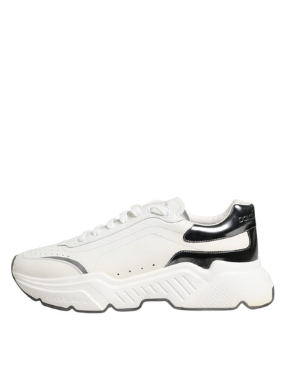 Dolce & Gabbana Weiß Silber DAYMASTER Leder Turnschuhe Schuhe