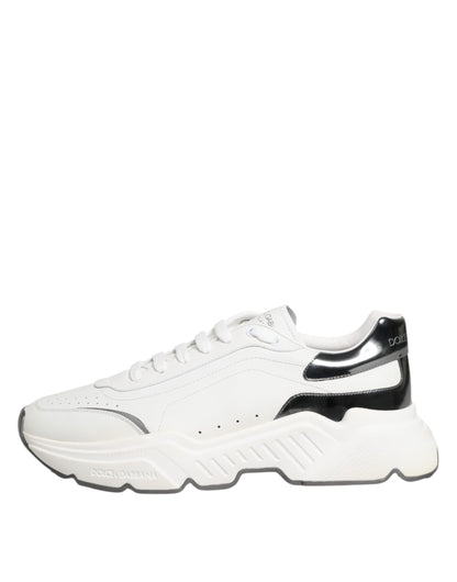 Dolce & Gabbana Weiß Silber DAYMASTER Leder Turnschuhe Schuhe