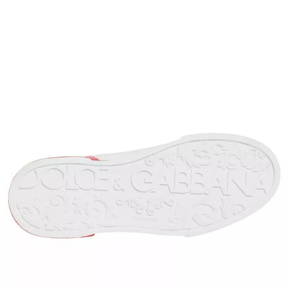 Dolce & Gabbana Weiß Rot Portofino Low Top Turnschuhe Schuhe