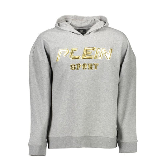 Plein Sport Grauer Baumwollpullover mit Kapuze für Männer
