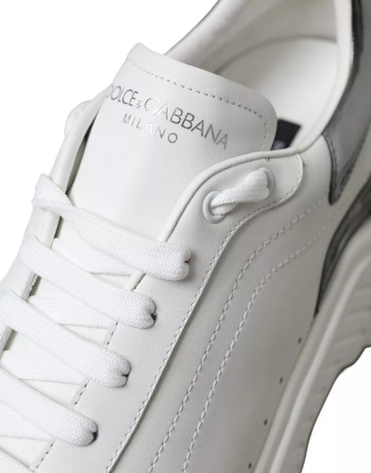 Dolce & Gabbana Weiß Silber Leder Sport DAYMASTER Turnschuhe