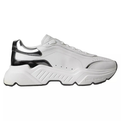 Dolce & Gabbana Weiß Silber Leder Sport DAYMASTER Turnschuhe