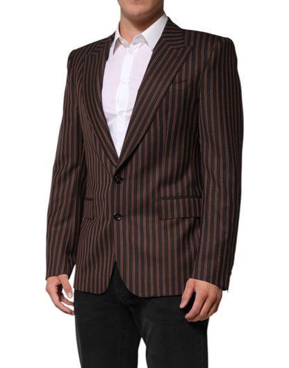 Dolce & Gabbana Schwarzbraun gestreifter einreihiger Blazer