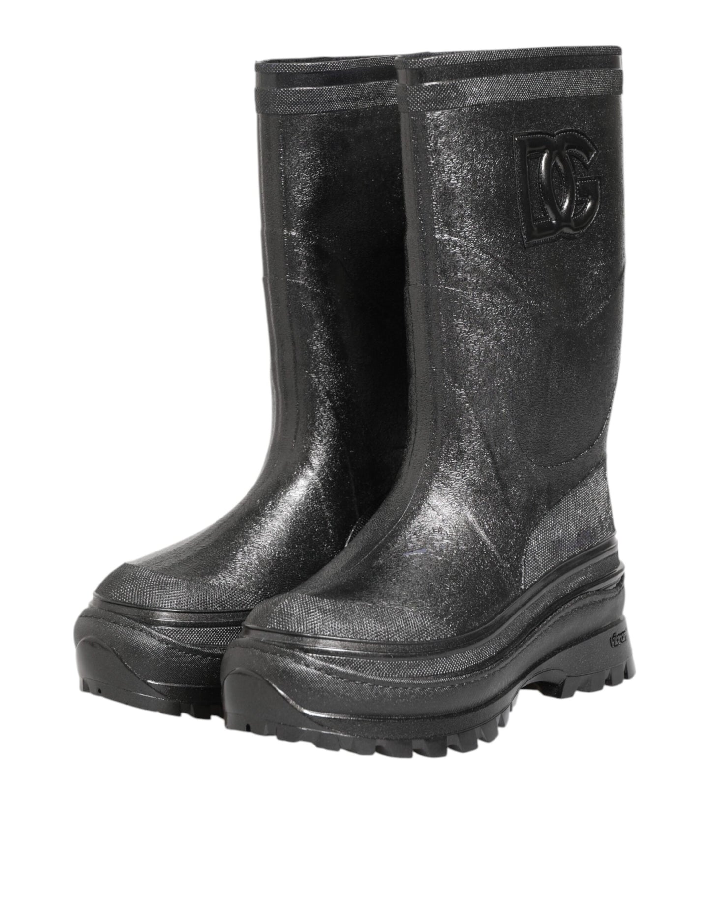 Dolce & Gabbana Metallisch Graue Pull On Regenstiefel Schuhe