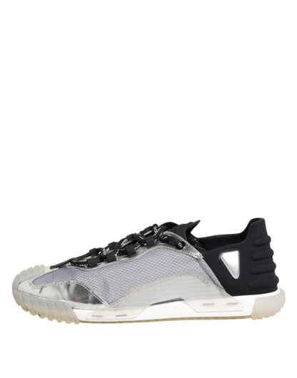Dolce & Gabbana Schwarz Silber NS1 Männer Low Top Sneakers Schuhe