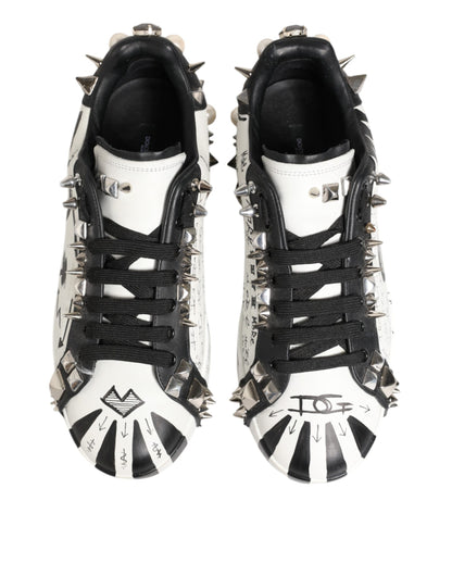 Dolce & Gabbana Weiße Nieten bedruckte Low Top Sneakers Schuhe