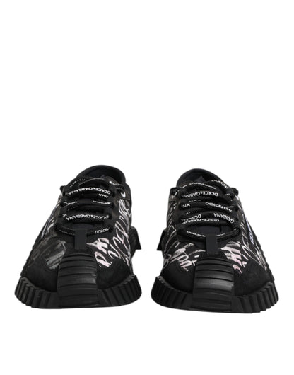 Dolce & Gabbana Schwarz Weiß NS1 Lace Up Low Top Sneakers Schuhe