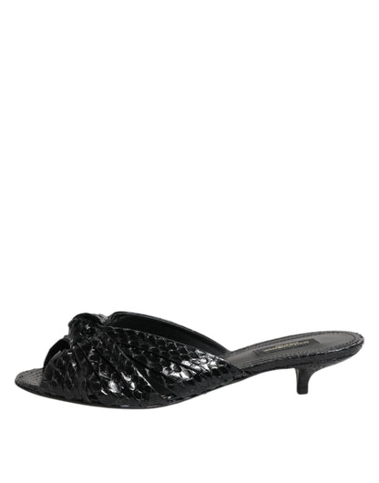 Dolce & Gabbana Schwarz Leder Absätze Sandalen Schuhe