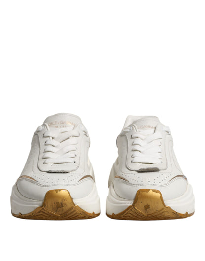 Dolce & Gabbana Weiß Gold Daymaster Low Top Turnschuhe Schuhe
