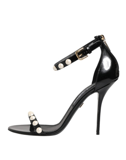 Dolce & Gabbana Schwarz KEIRA Perlenverzierte Sandalen Schuhe