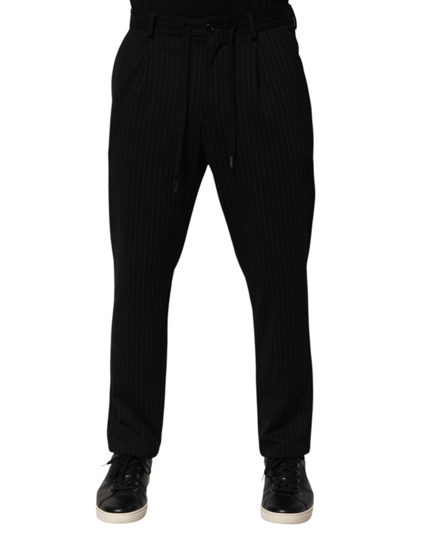 Dolce & Gabbana Schwarz gestreiftes Viskose-Skinny-Kleid Herrenhosen