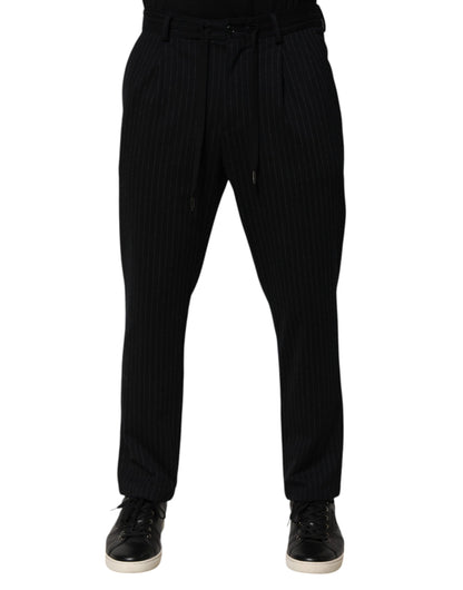 Dolce & Gabbana Schwarz gestreiftes Viskose-Skinny-Kleid Herrenhosen
