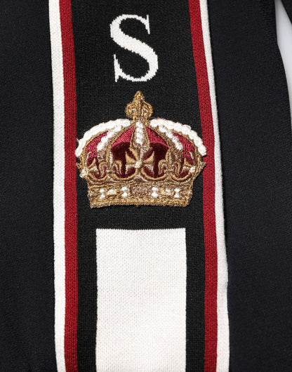 Dolce & Gabbana Schwarzes DG King Sweatshirt mit durchgehendem Reißverschluss Pullover