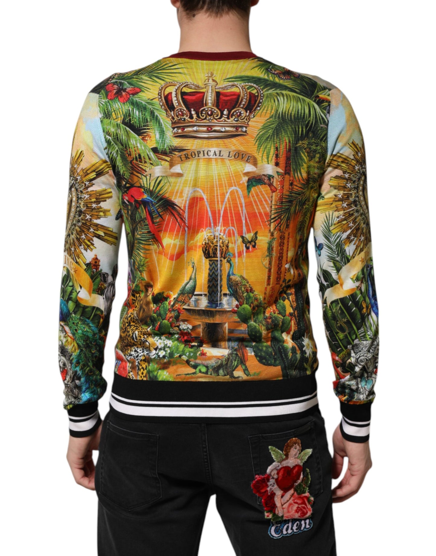 Dolce & Gabbana Tropical Heart Crown Seidenpullover