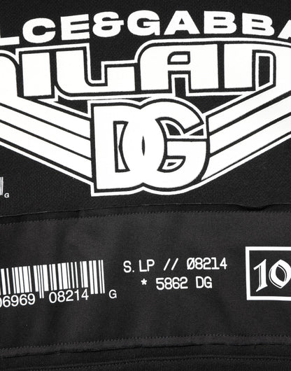 Dolce & Gabbana Schwarzer DG Milano Logo Print Kapuzenpullover aus Baumwolle