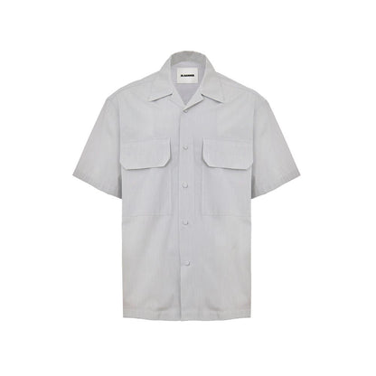 Jil Sander Blaues Baumwoll-Kurzarmhemd