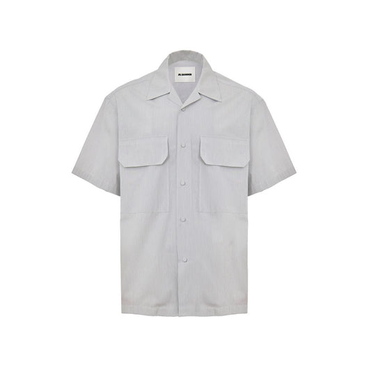 Jil Sander Blaues Baumwoll-Kurzarmhemd